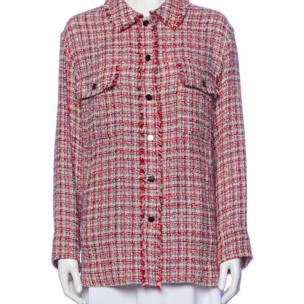 Gerard Darel Red Tweed Jacket size 12 (eu 46)